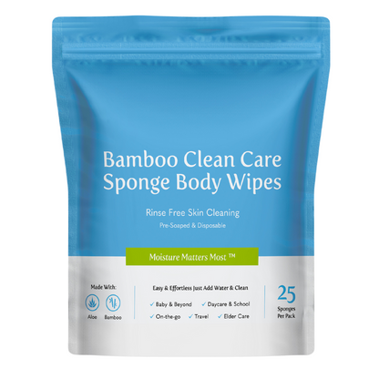 Bamboo Clean Care Sponge Body Wipes (1 pack of 25 wipes)